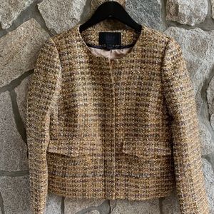 J. Crew Collection Gold  Silver Bronze Tweed Blazer